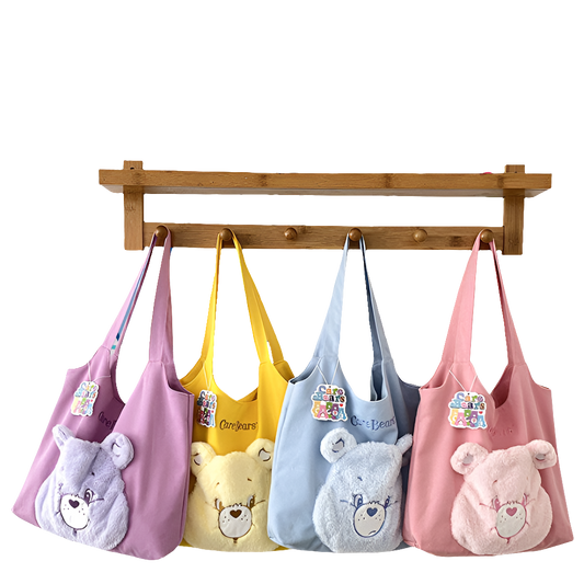 Carebears canvas shoulder bag women's embroidered fur plush tote bag