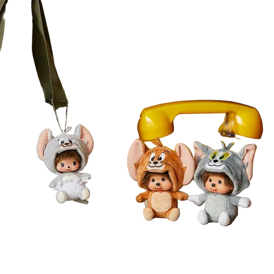 Monchhichi X Tom & Jerry + Bebichhichi Tuffy Ss Size Set | Keychain