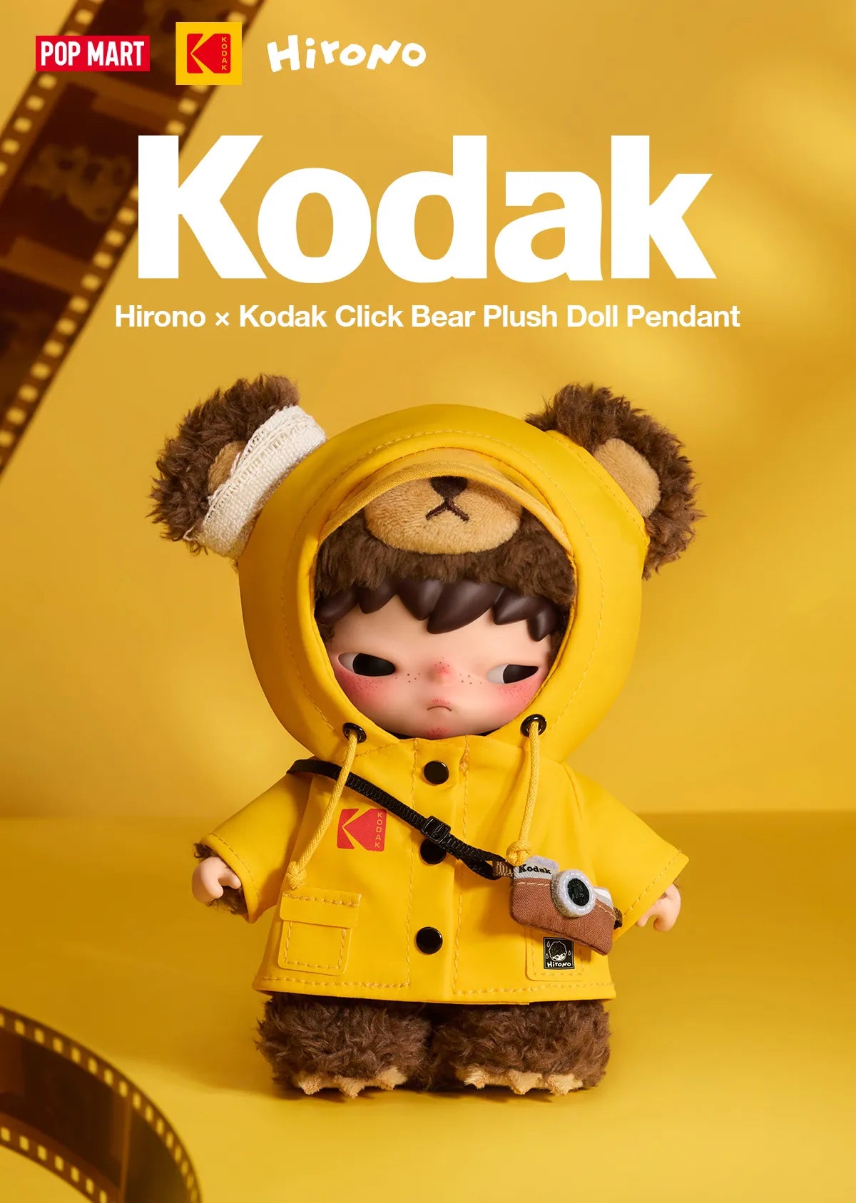 POP MART Hirono × Kodak Little Bear Vinyl Plush Pendant Hanging Card
