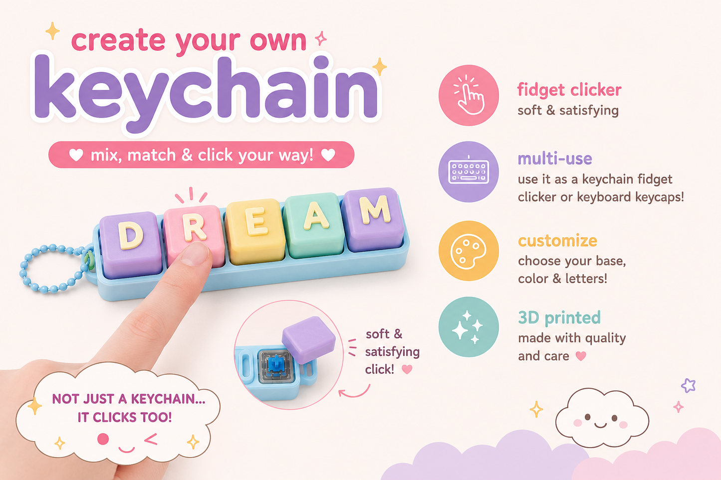 ♡ Create Your Own Fidget Clicker Keychain ♡