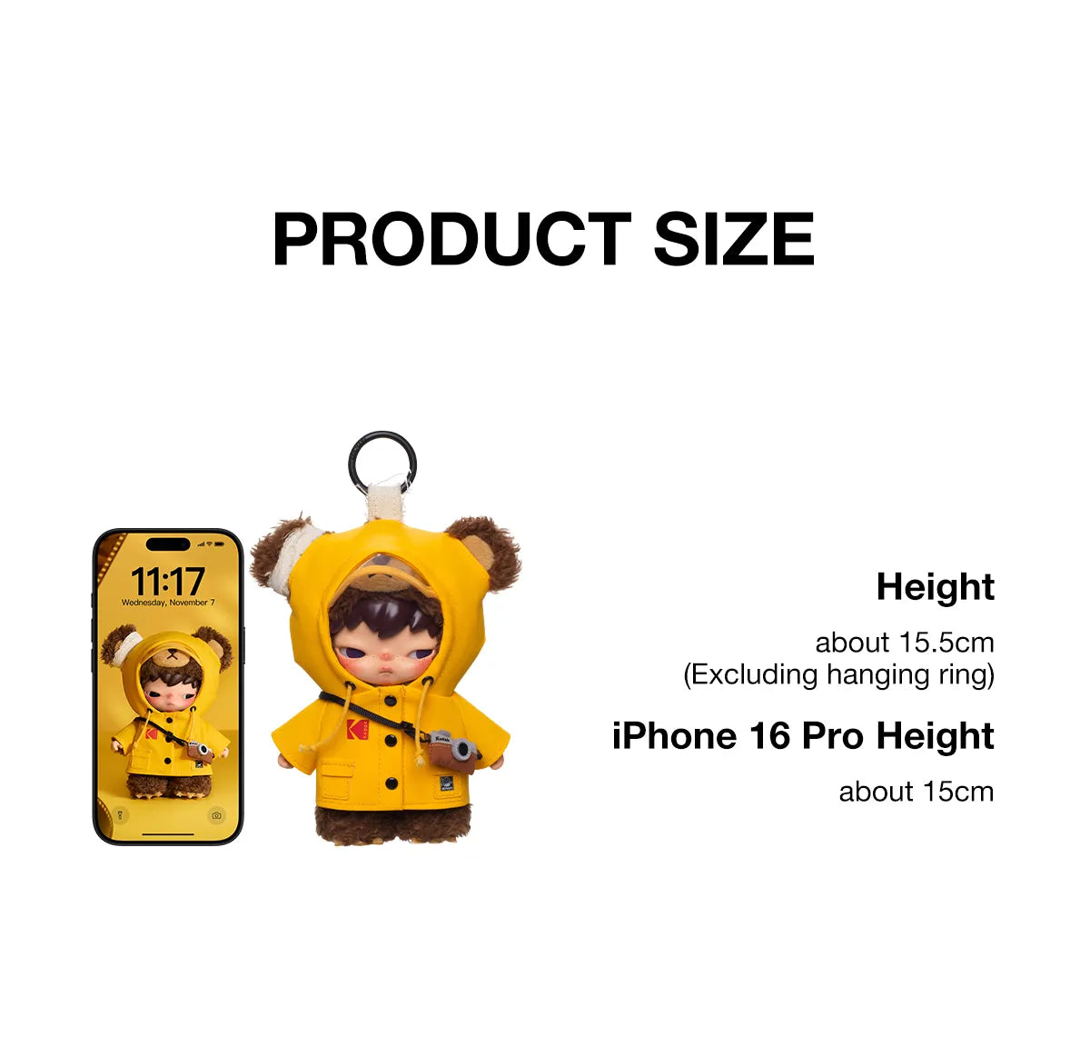 POP MART Hirono × Kodak Little Bear Vinyl Plush Pendant Hanging Card